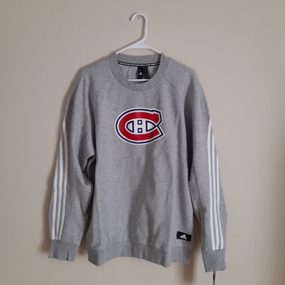 Adidas Gray Men's Sweater with Logo Size XL